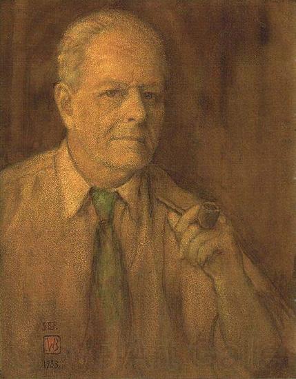 Charles W. Bartlett Watercolor self-portrait of Charles W. Bartlett, 1933, private collection Norge oil painting art